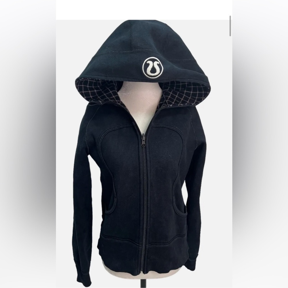 Lululemon Black Reversible Scuba Hoodie -fleece lined Size 6 EUC​ - Picture 4 of 11
